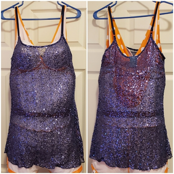 h.i.p. Blue Sequin Camisole Tunic Nordstrom Top - Picture 2 of 10